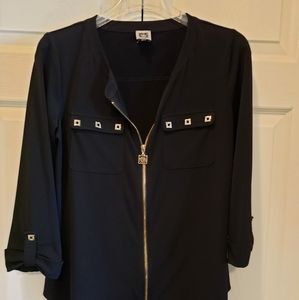 EUC Anne Klein Black 3/4 length sleeve blouse